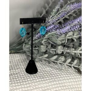 2000s Y2K Blue Beaded Drop Earrings